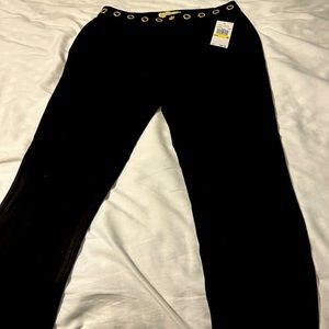 Michael Kors Womens Black Pant,Gold Stud waist,button & Logo back pocket.Size M